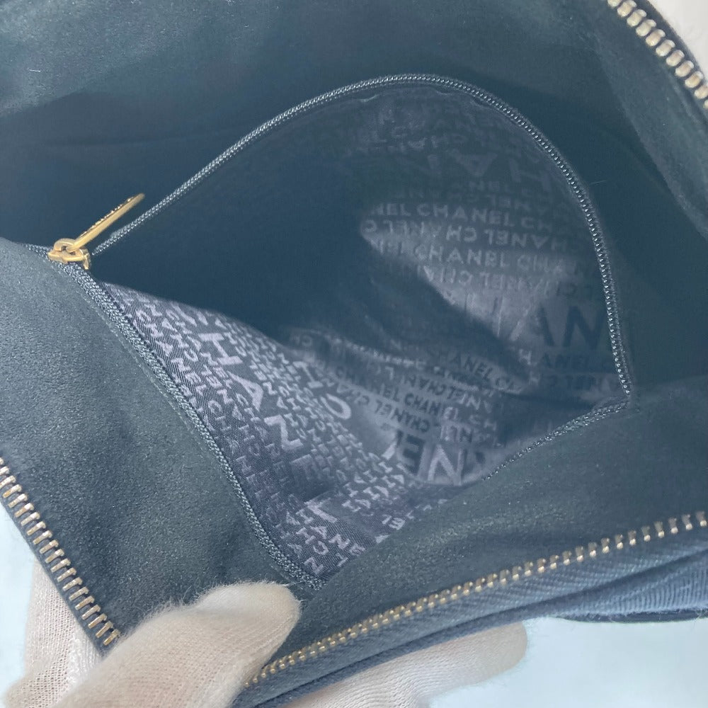 CHANEL Shoulder Bag Jersey black quilting logo chocolate bar CC COCO Mark