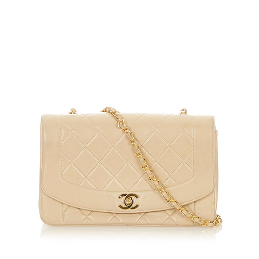 Medium Diana Flap Shoulder Bag White