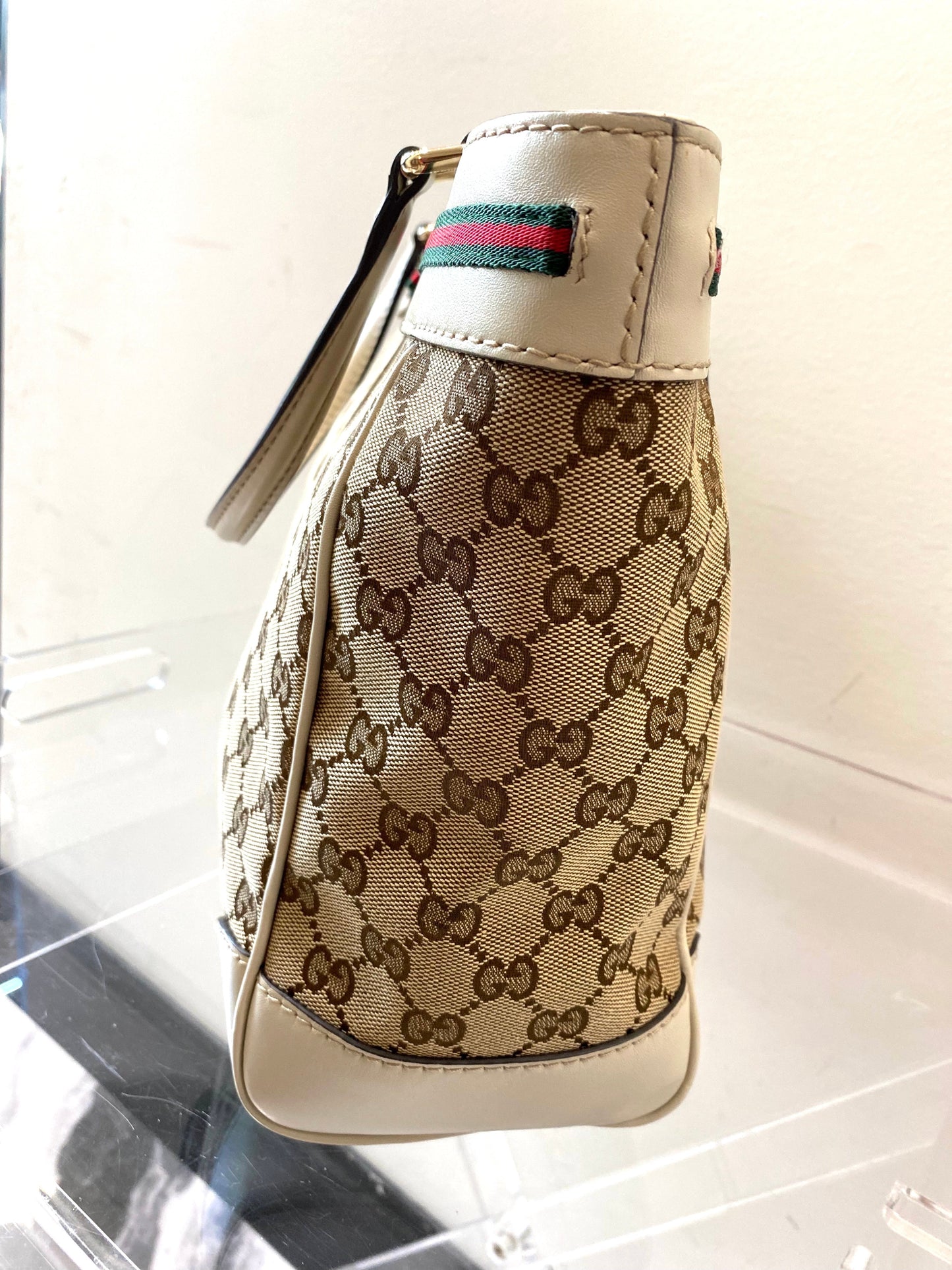 GUCCI GG CANVAS & LEATHER MAYFAIR BOW TOTE BAG