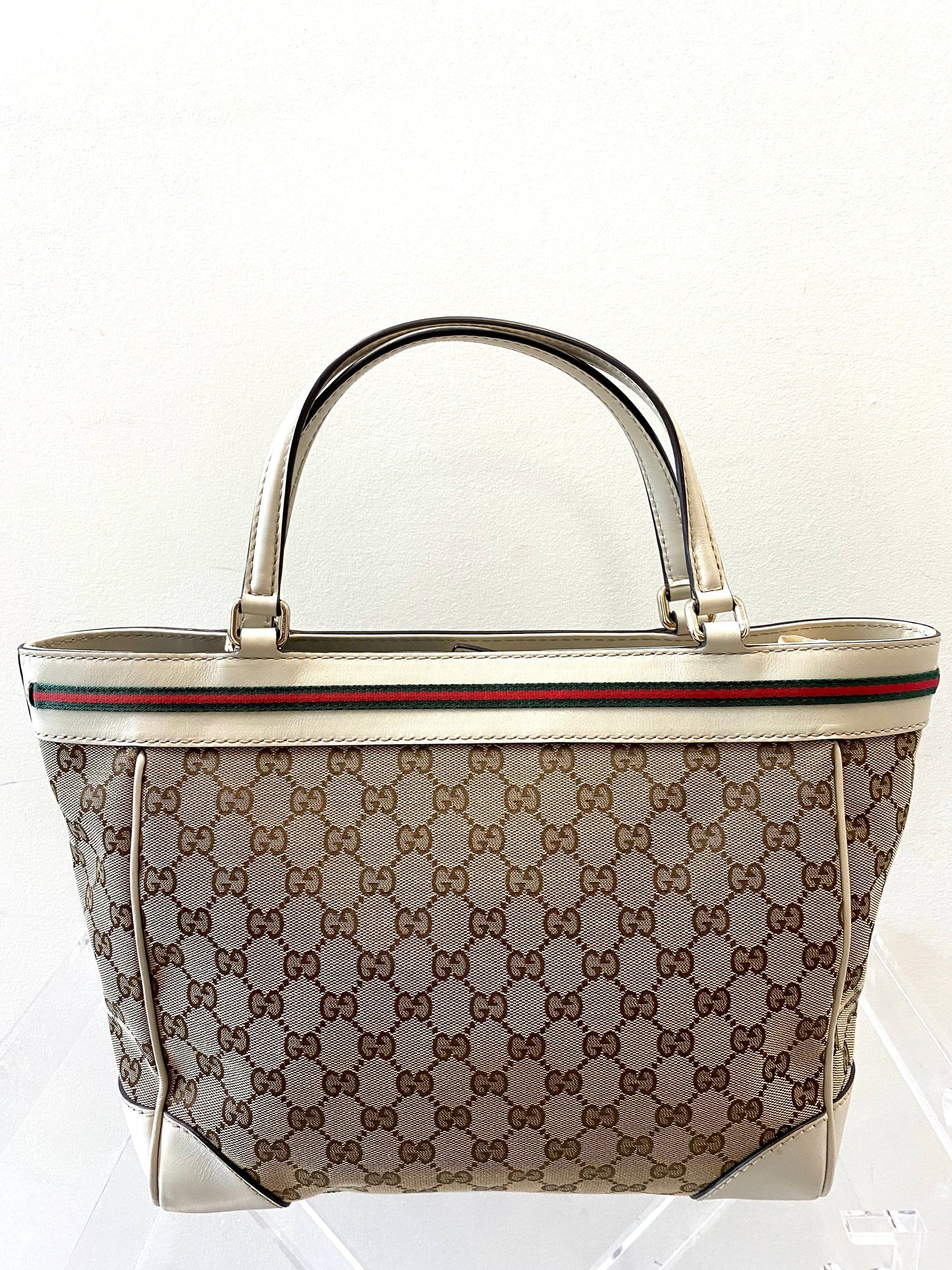 GUCCI GG CANVAS & LEATHER MAYFAIR BOW TOTE BAG