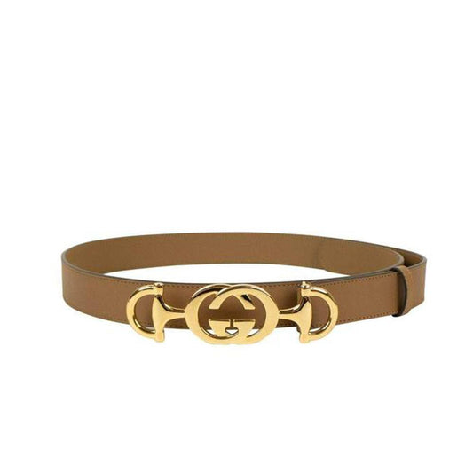 Gucci  Women's Taupe Calf-Skin Leather Belt (GGWB1000)