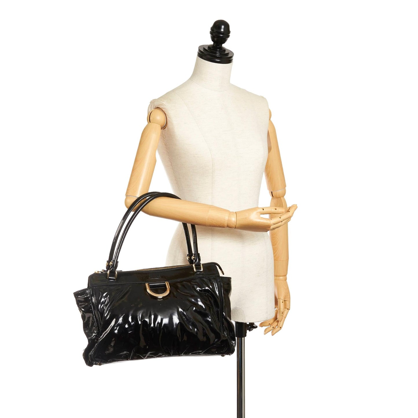 Gucci Abbey D-Ring Patent Leather Handbag (SHG-37233)