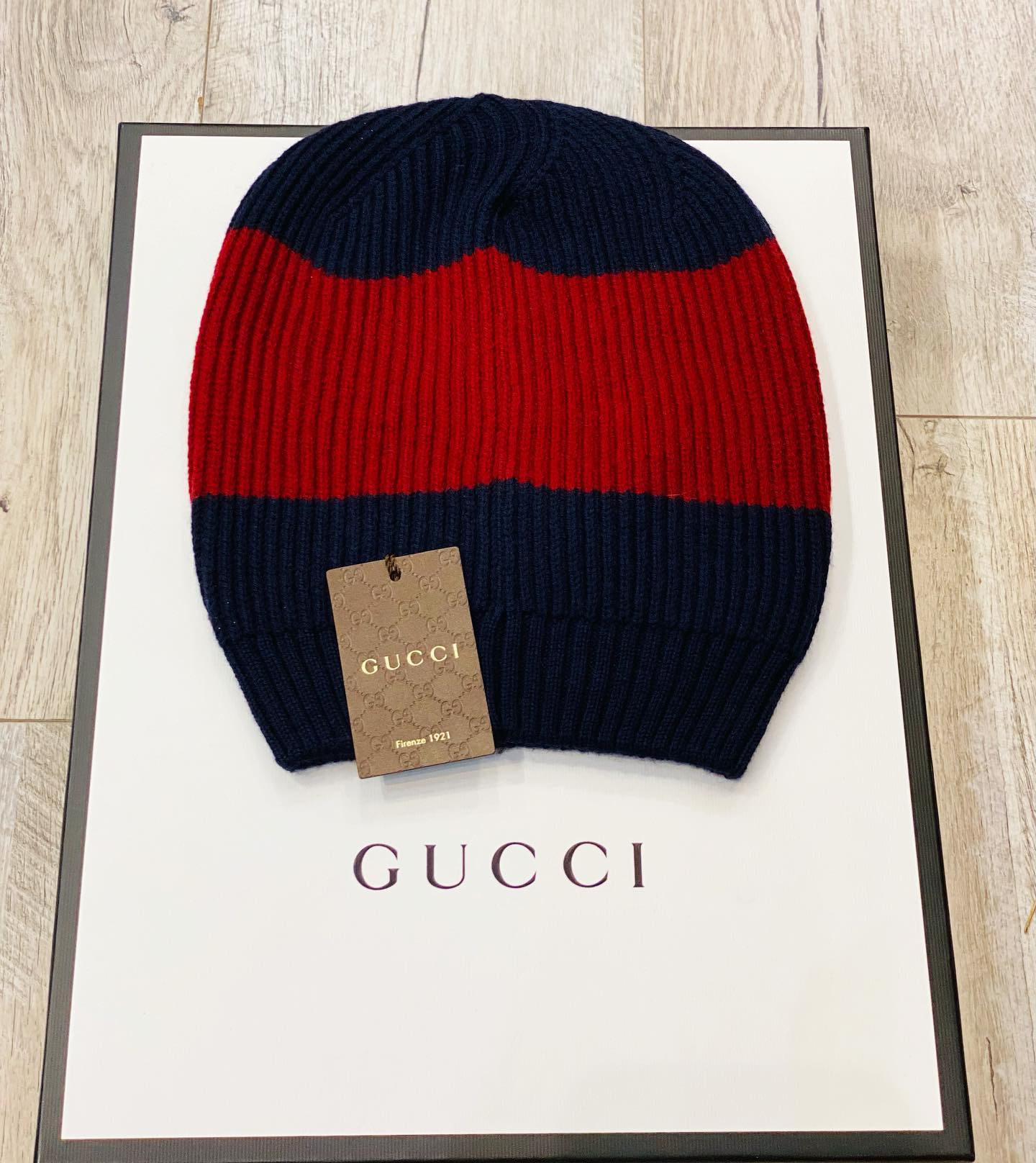 Gucci Wool Blue Red Interlocking GG Beanie