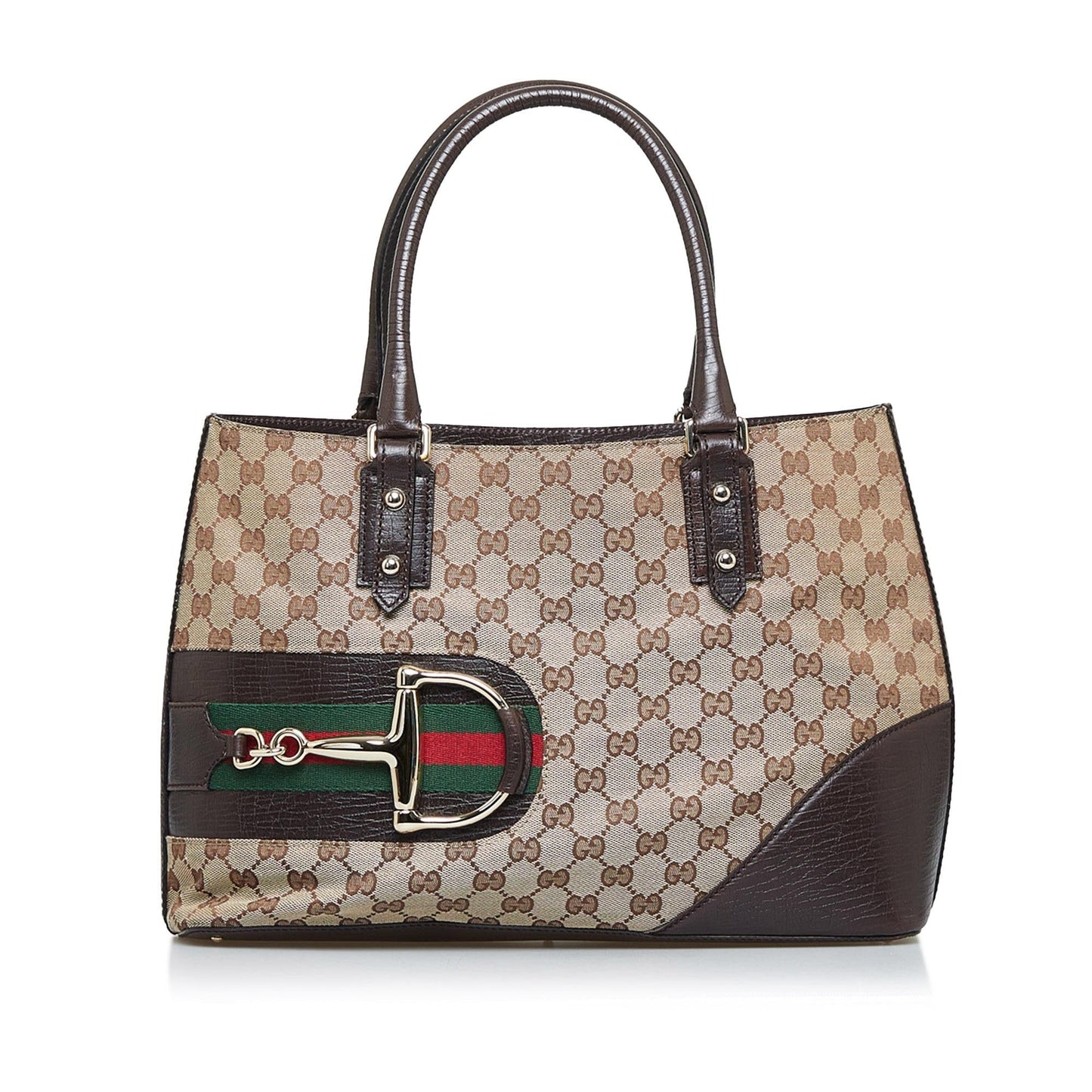 Gucci GG Canvas Hasler Web Tote Bag (SHG-aUSmg4)