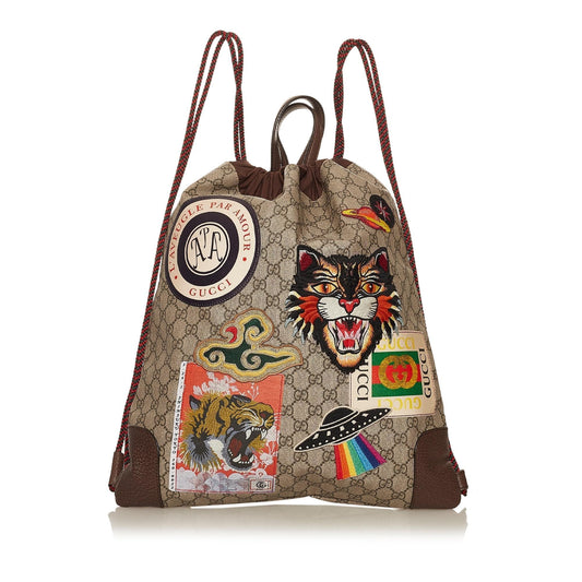 Gucci GG Supreme Courrier Drawstring Backpack