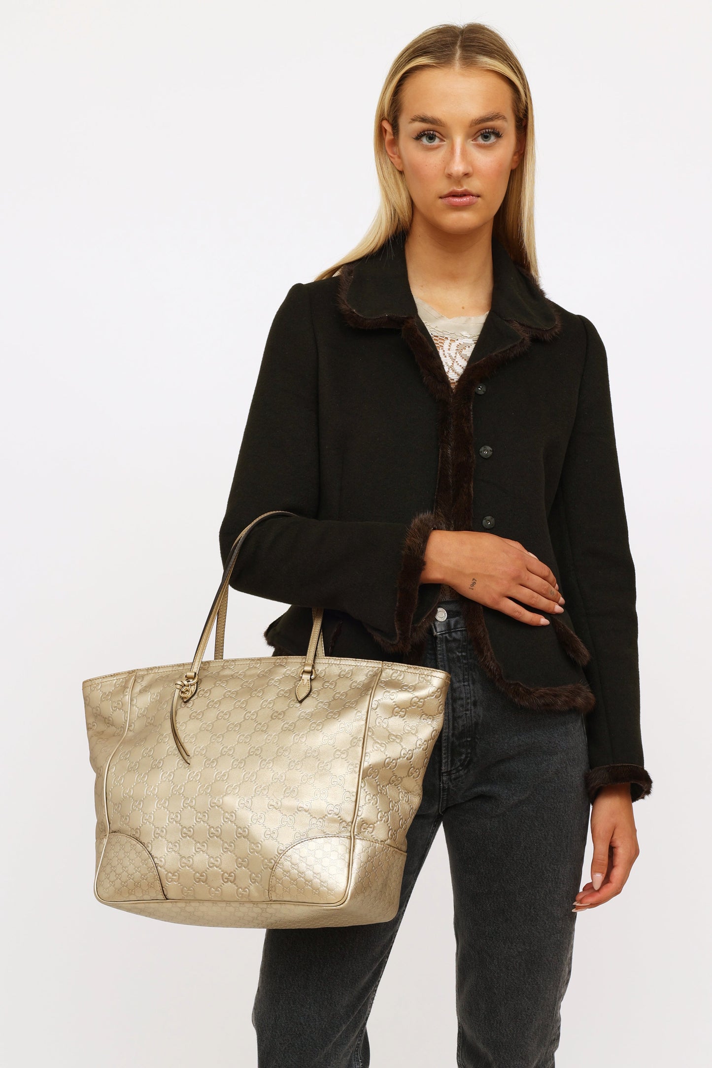 Gold Guccissima Bree Tote Bag