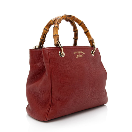 Gucci Metallic Leather Bamboo Mini Shopper Tote (SHF-Vl4q6H)