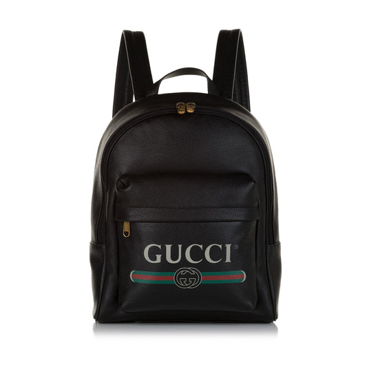 Gucci Logo Leather Leather Backpack