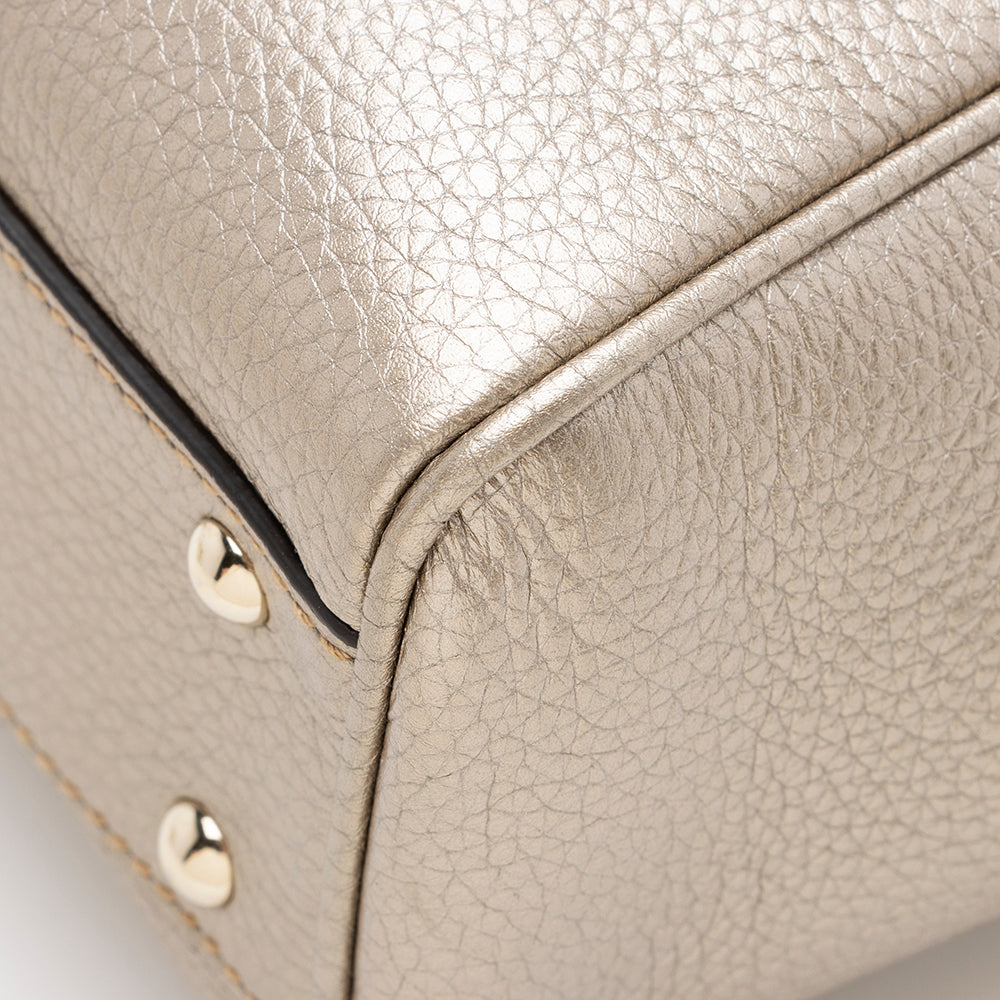 Gucci Metallic Leather Bamboo Mini Shopper Tote