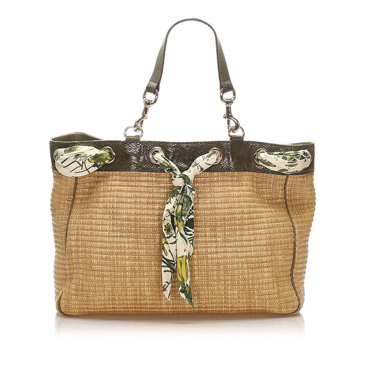 Gucci Positano Scarf Raffia Tote Bag (SHG-15370)