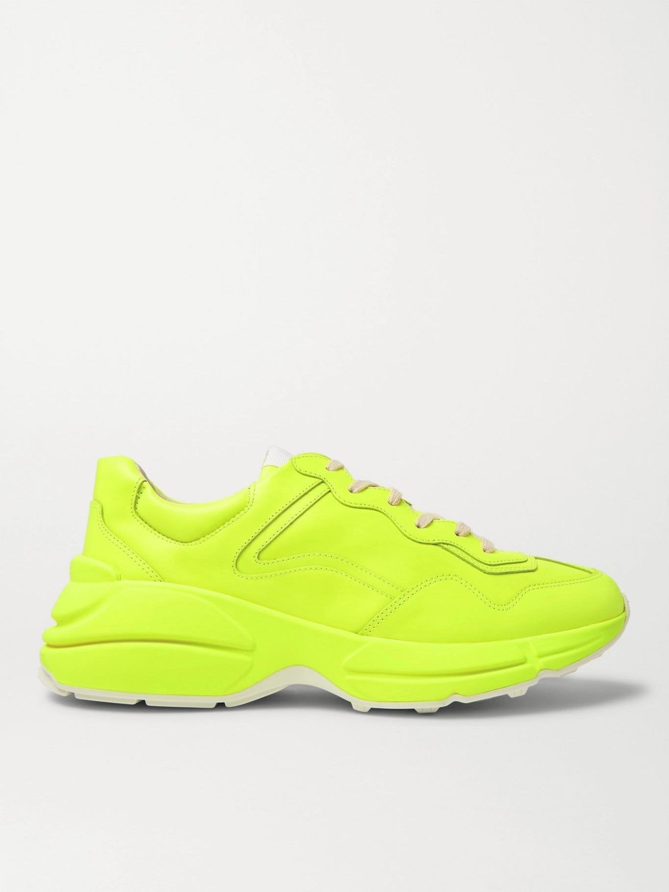 Gucci Yellow Rhyton Leather Fluorescent Sneaker