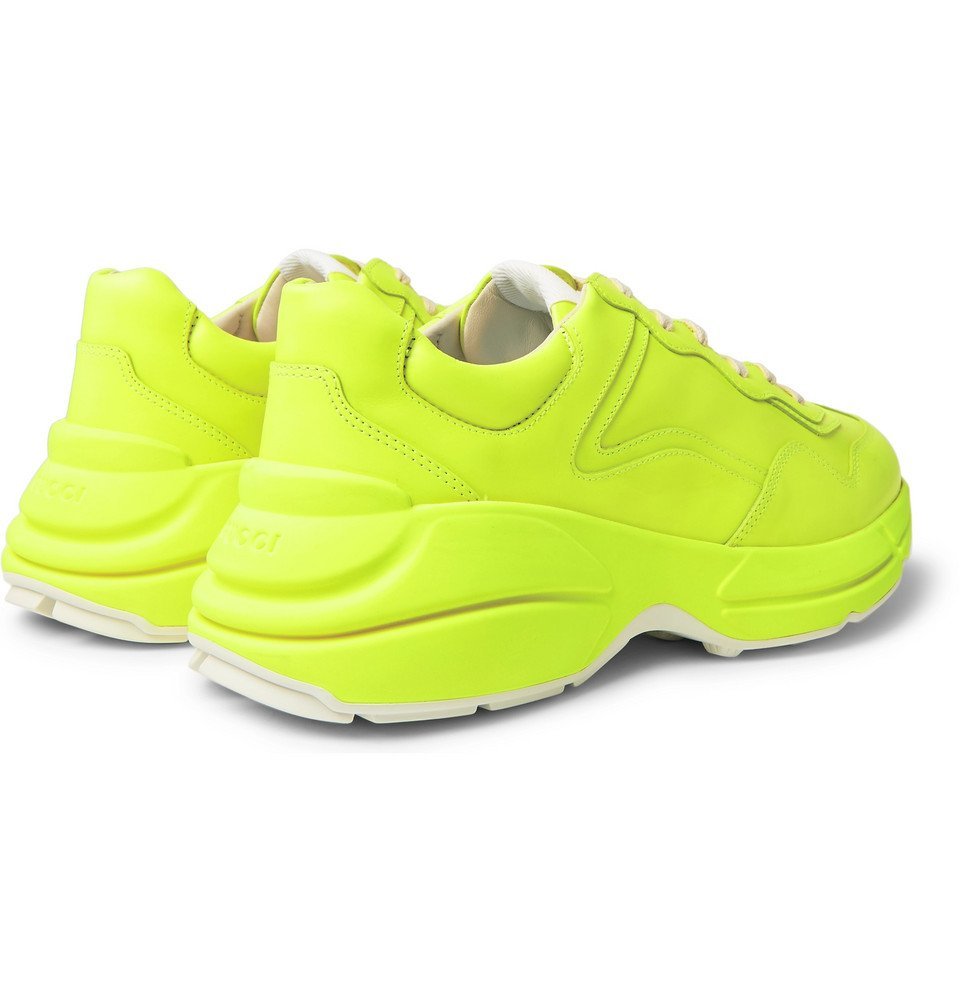 Gucci Yellow Rhyton Leather Fluorescent Sneaker