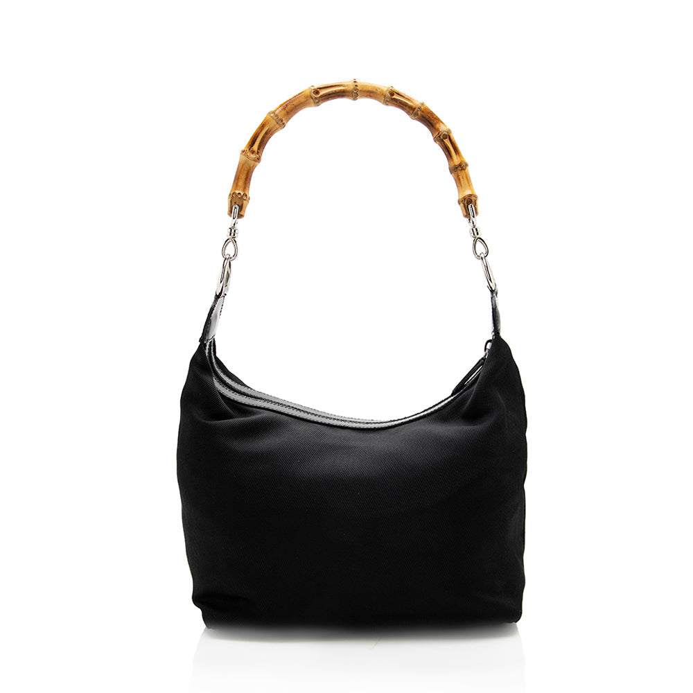 Gucci Vintage Nylon Bamboo Shoulder Bag