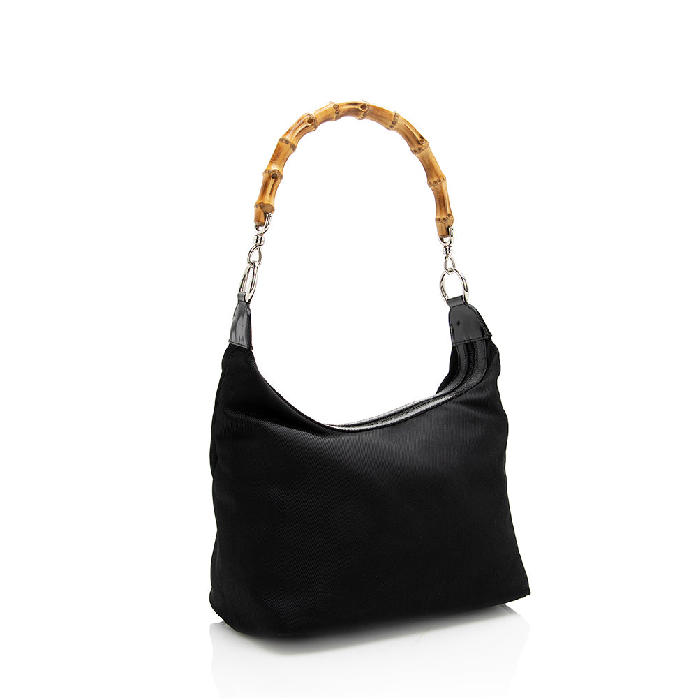 Gucci Vintage Nylon Bamboo Shoulder Bag