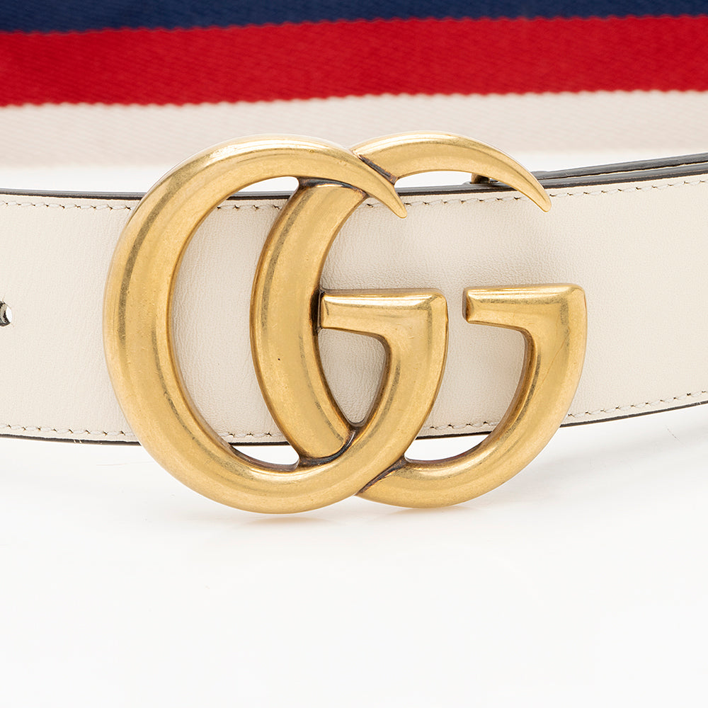 Gucci Web Calfskin Double G Belt - Size 38 / 95