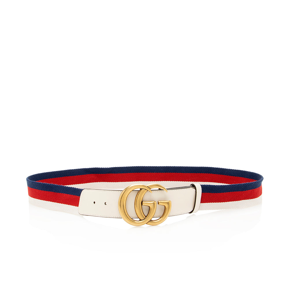 Gucci Web Calfskin Double G Belt - Size 38 / 95