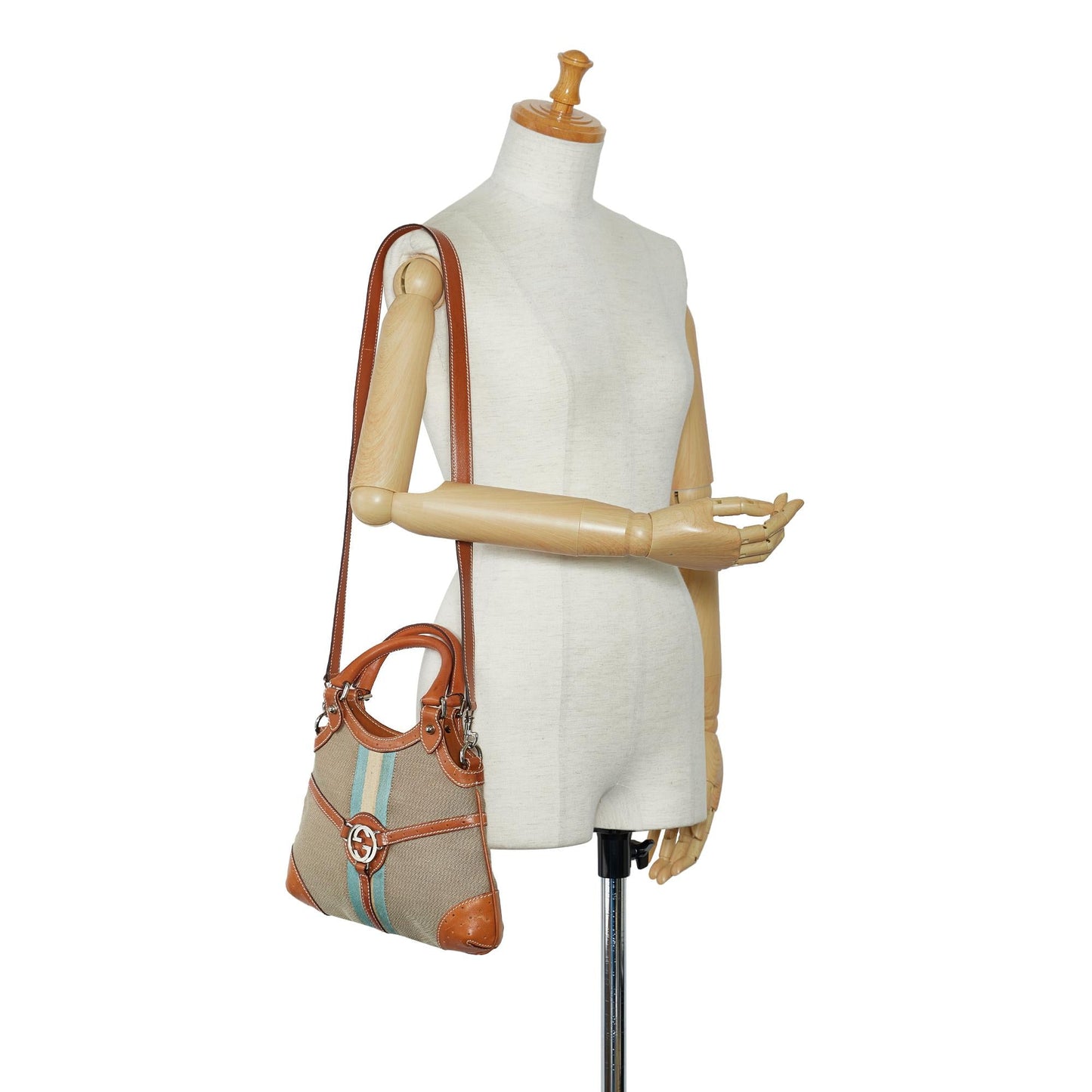 Gucci Web Canvas Reins Satchel (SHG-wUoDp0)