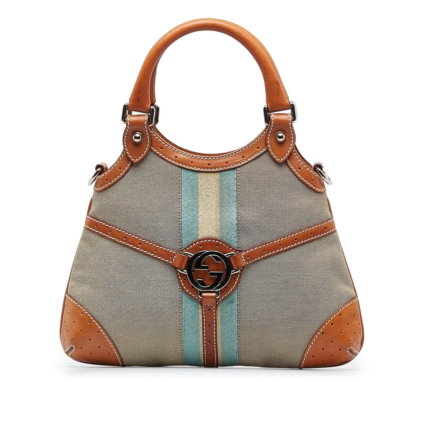 Gucci Web Canvas Reins Satchel (SHG-wUoDp0)