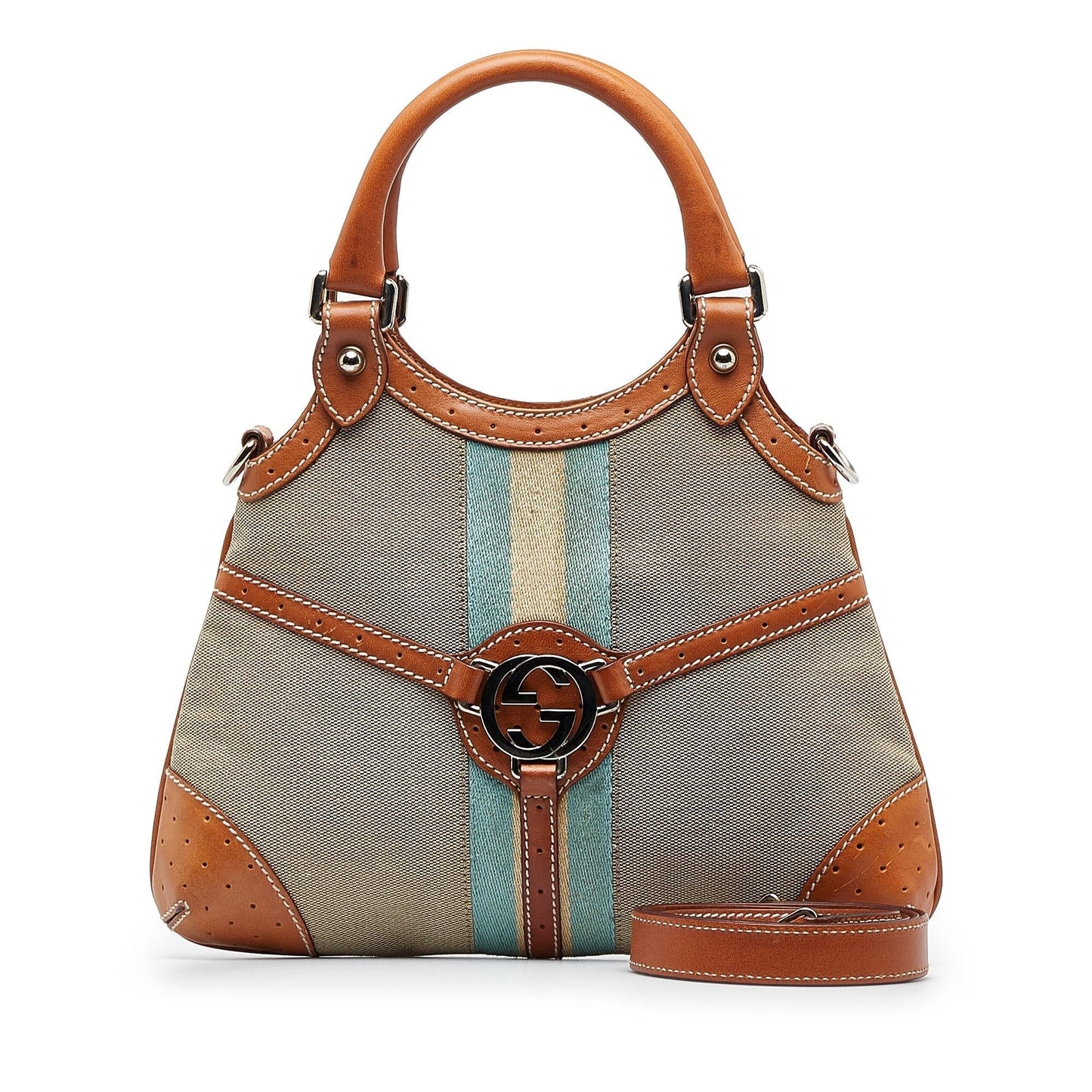 Gucci Web Canvas Reins Satchel (SHG-wUoDp0)
