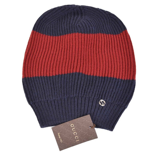 Gucci Wool Blue Red Interlocking GG Beanie