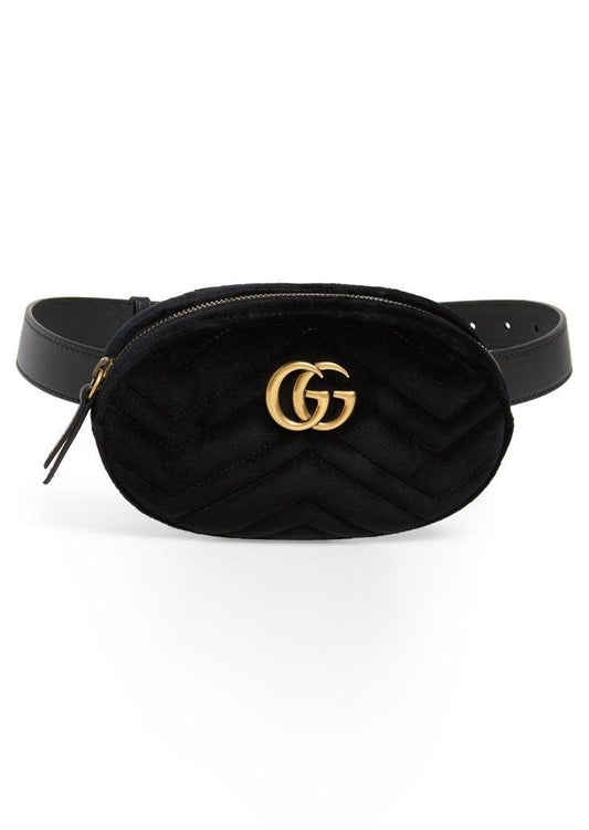 GUCCI VELVET MATELASSE GG MARMONT BELT BAG