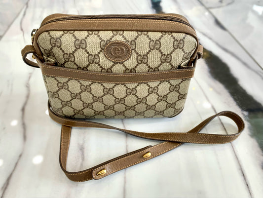 GUCCI MONOGRAM COATED CANVAS VINTAGE CROSSBODY