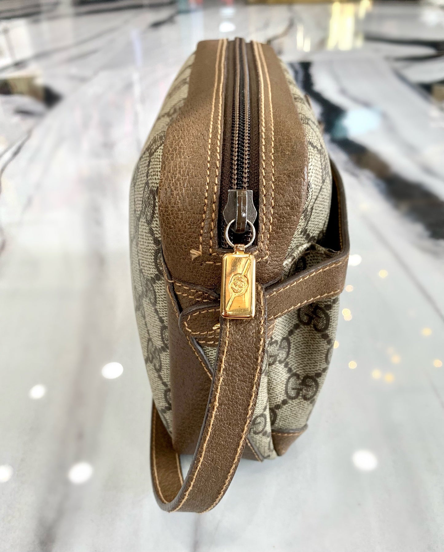 GUCCI MONOGRAM COATED CANVAS VINTAGE CROSSBODY
