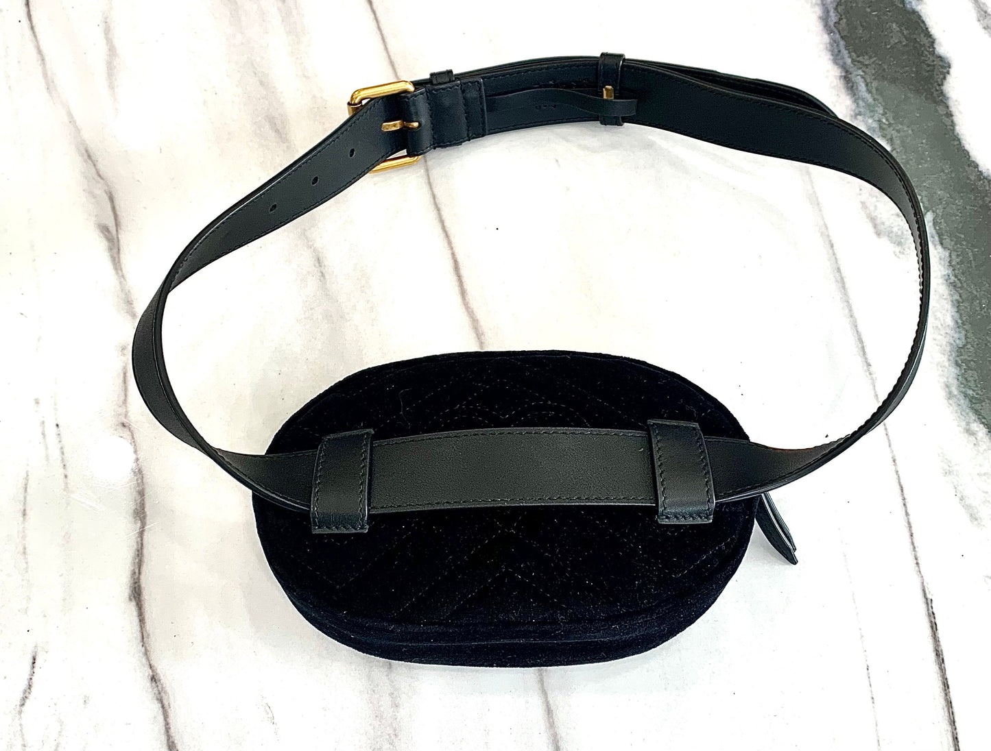 GUCCI VELVET MATELASSE GG MARMONT BELT BAG