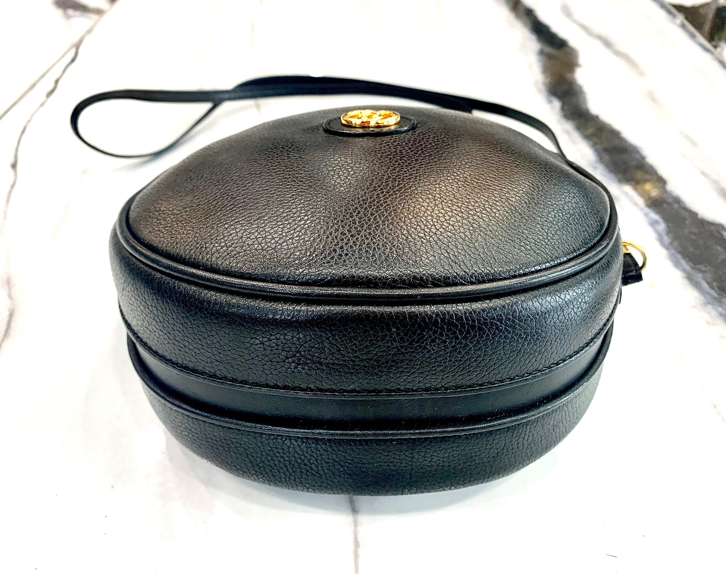 GUCCI VINTAGE ROUND CANTEEN-STYLE LEATHER BAG