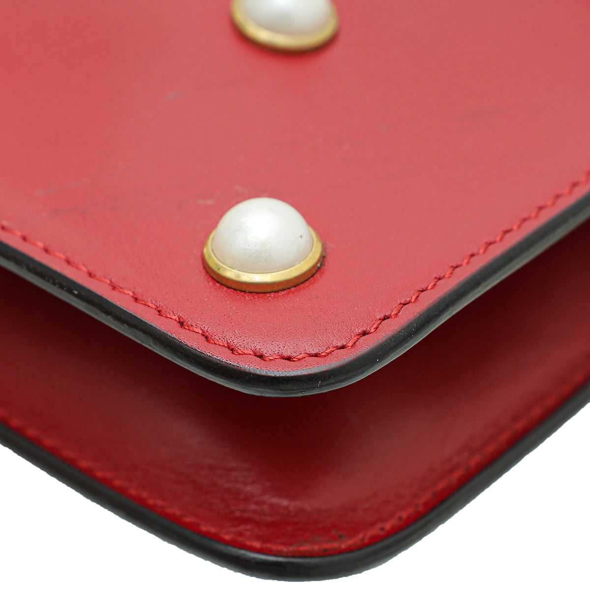 Gucci Red Pearl Studded Mini Queen Margaret Broadway Shoulder Bag