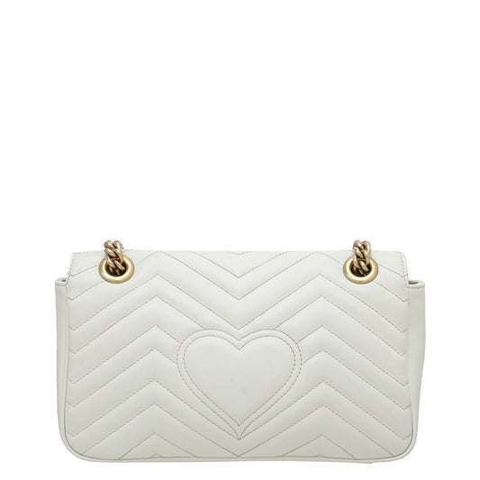 Gucci White GG Marmont Small Flap Bag