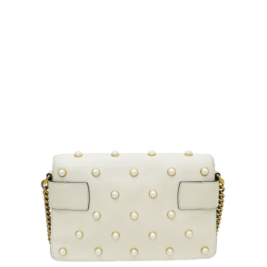 Gucci Cream Pearl Studded Mini Queen Margaret Broadway Shoulder Bag