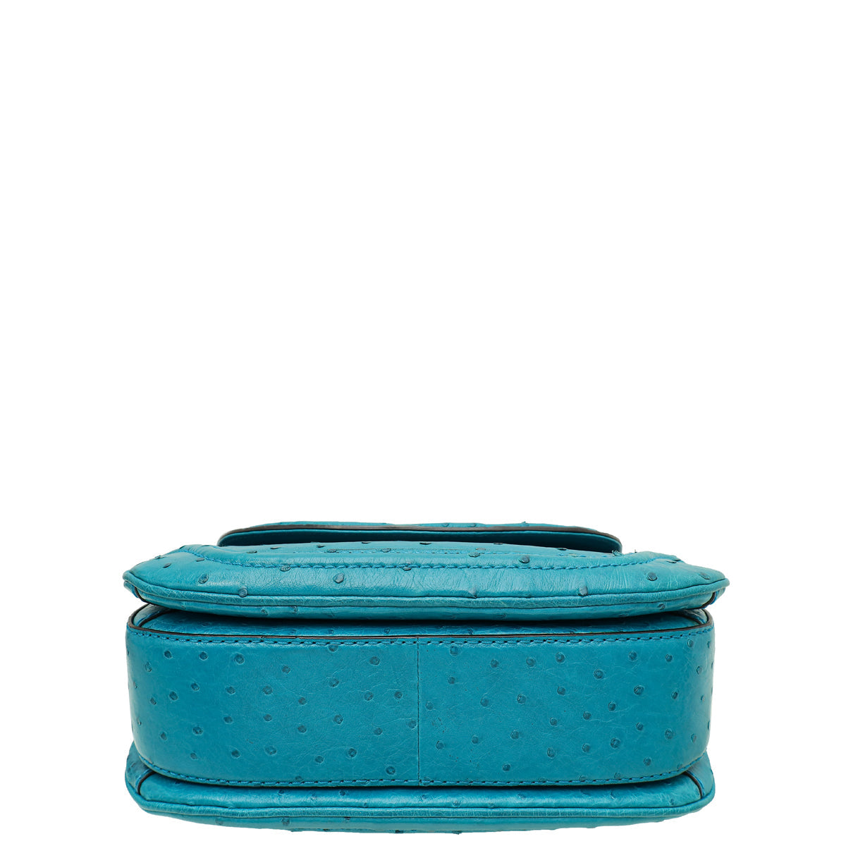 Gucci Turquoise Ostrich Tassel New Bamboo Medium Top Handle Bag