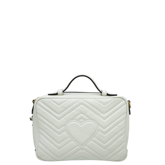 Gucci White Sylvie Web GG Marmont Bag