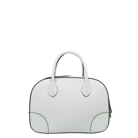 Gucci White Bright Diamante Textured Top Handle Bag