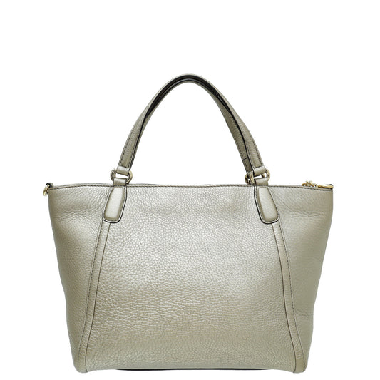 Gucci Metallic Champagne Soho Convertible Tote Small Bag