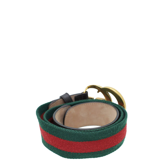 Gucci Tricolor Double G Buckle Web Belt 34