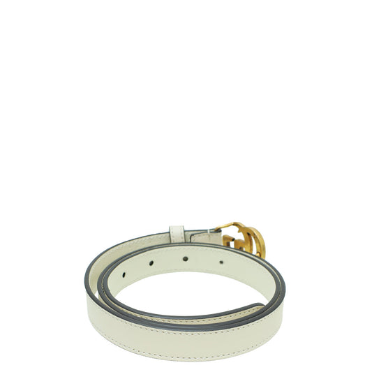 Gucci White Double G Buckle 20mm Belt 32