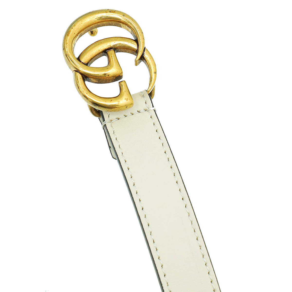 Gucci White Double G Buckle 20mm Belt 32