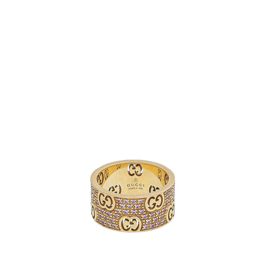 Gucci 18K Pink Gold Pink Sapphire Icon Stardust Ring 12