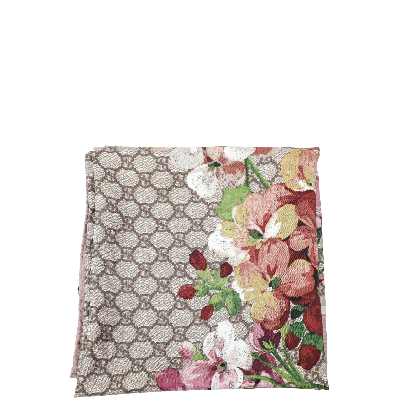 Gucci Antique Rose Multicolor GG Blooms Print Silk Scarf