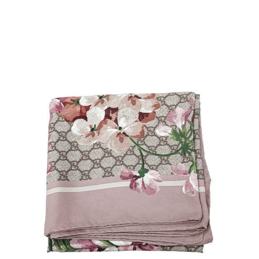 Gucci Antique Rose Multicolor GG Blooms Print Silk Scarf