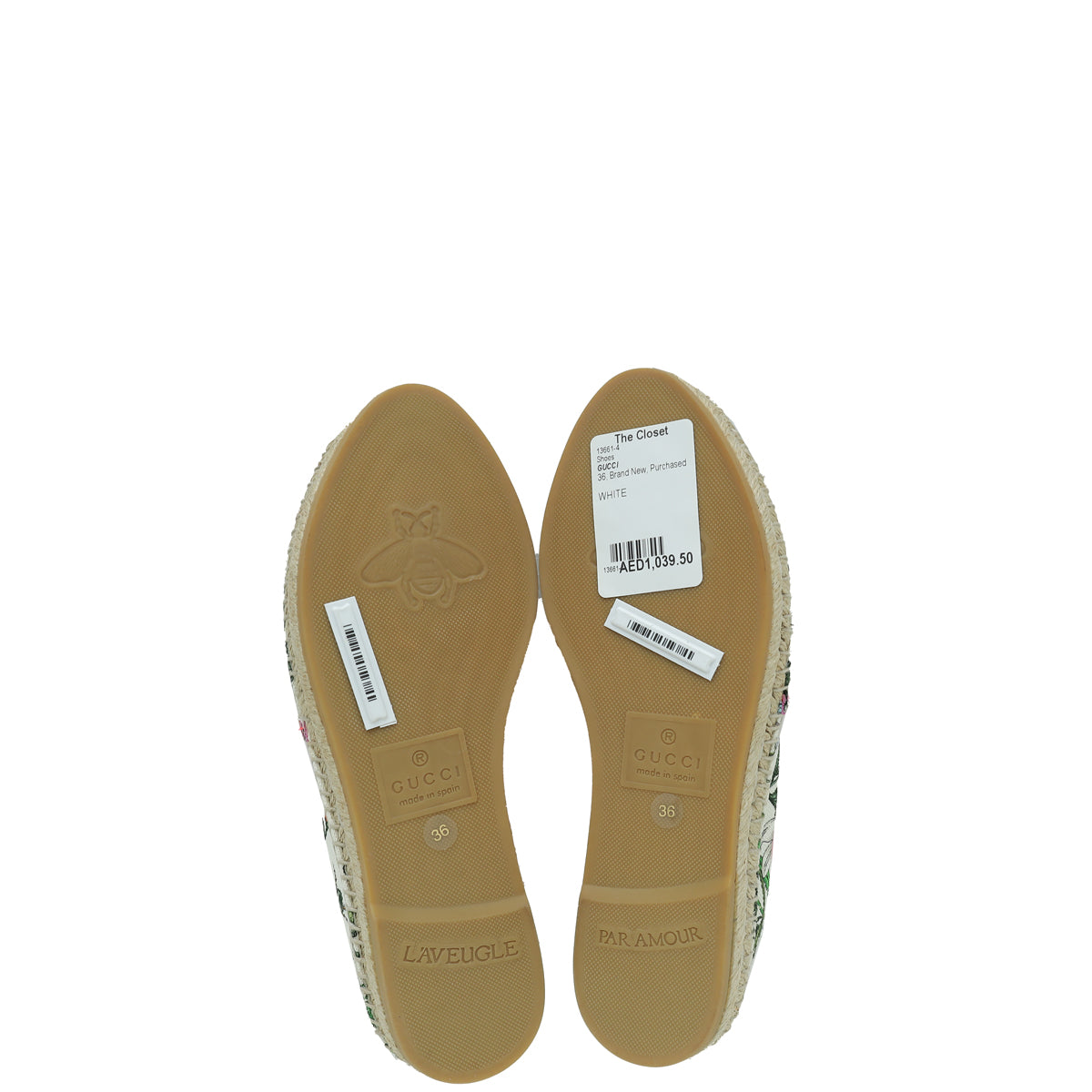 Gucci White Multicolor Flora Espadrille 36