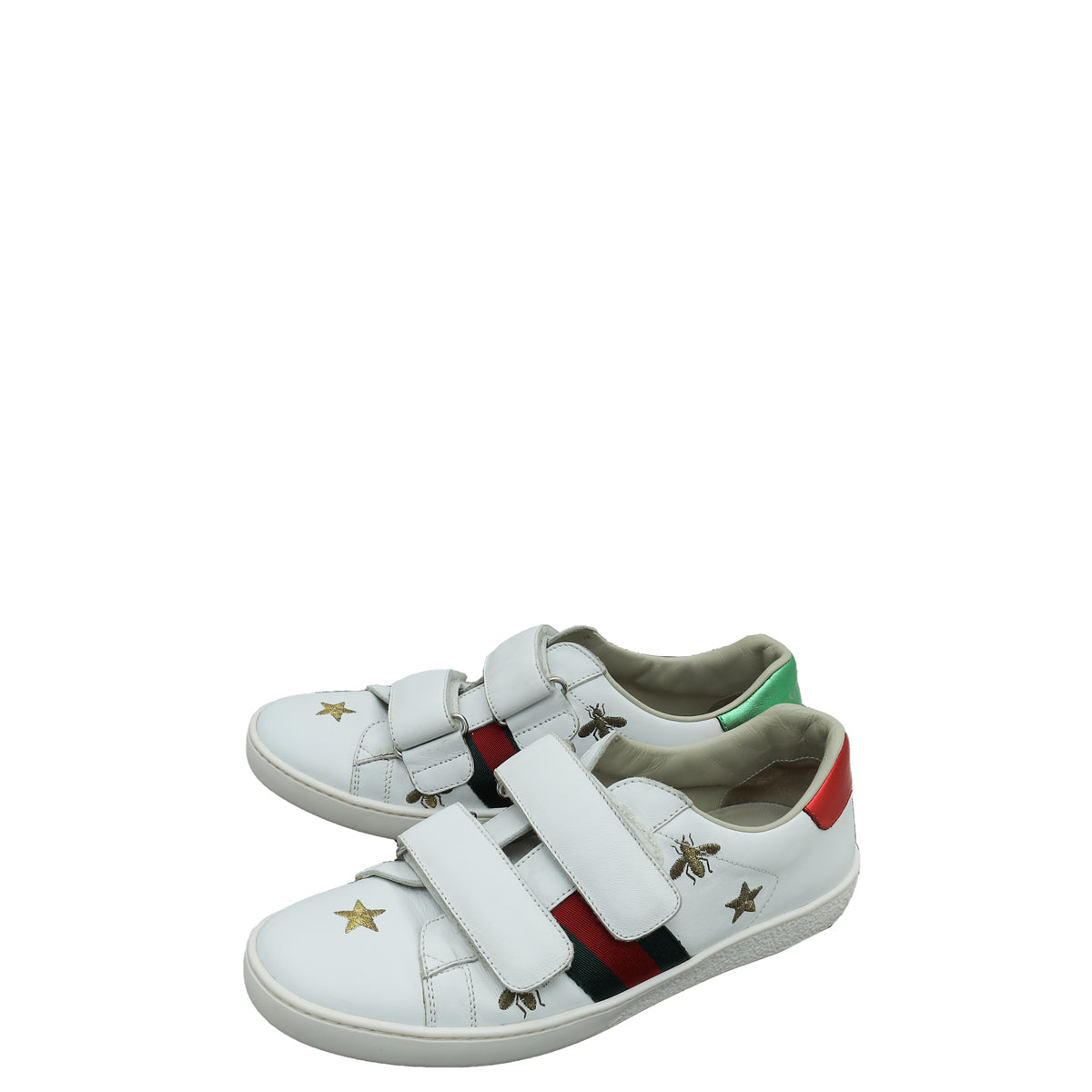 Gucci White Stars & Bees Ace Velcro Sneakers 35