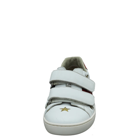 Gucci White Stars & Bees Ace Velcro Sneakers 35