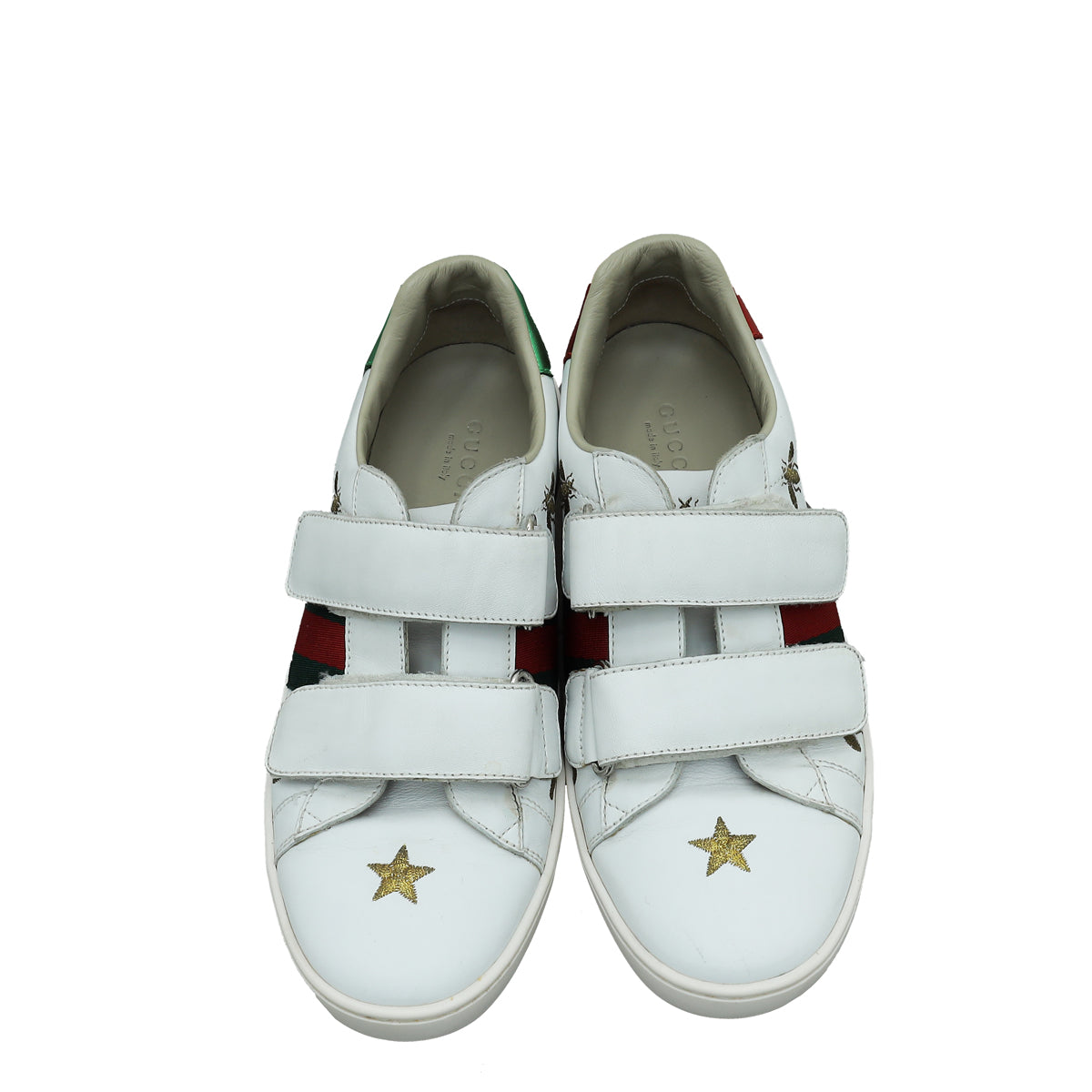 Gucci White Stars & Bees Ace Velcro Sneakers 35