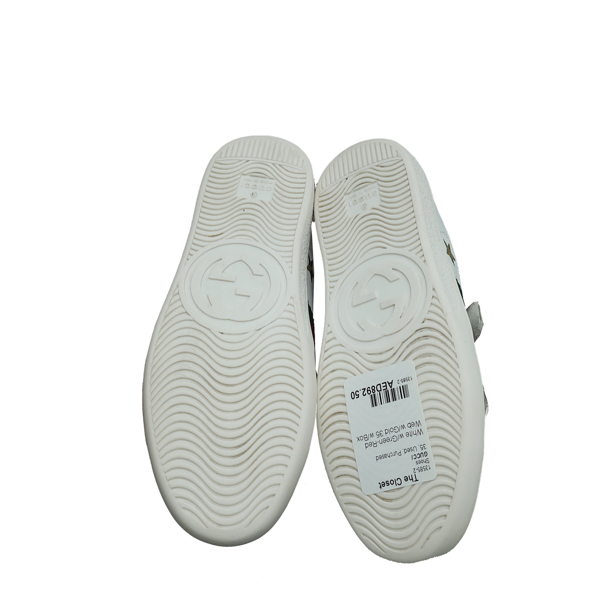 Gucci White Stars & Bees Ace Velcro Sneakers 35