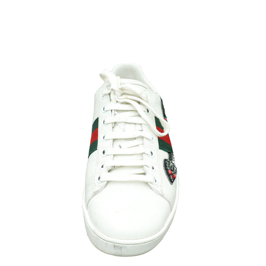 Gucci White Arrow Embroidered Ace Sneakers 38
