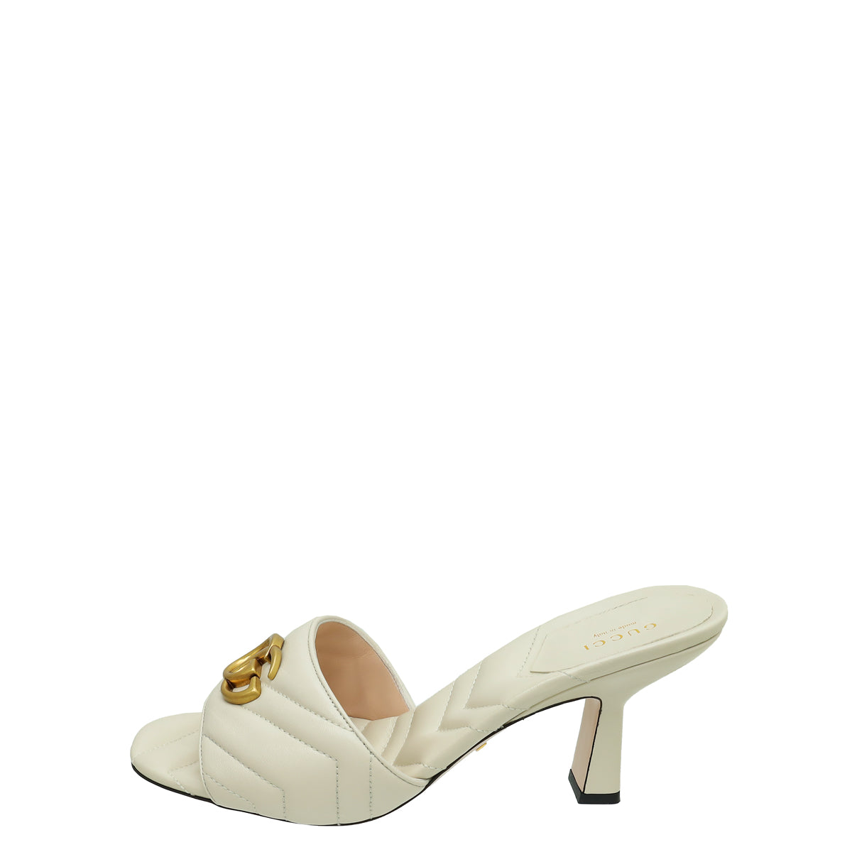 Gucci White Cream GG Marmont Slide Mules 40