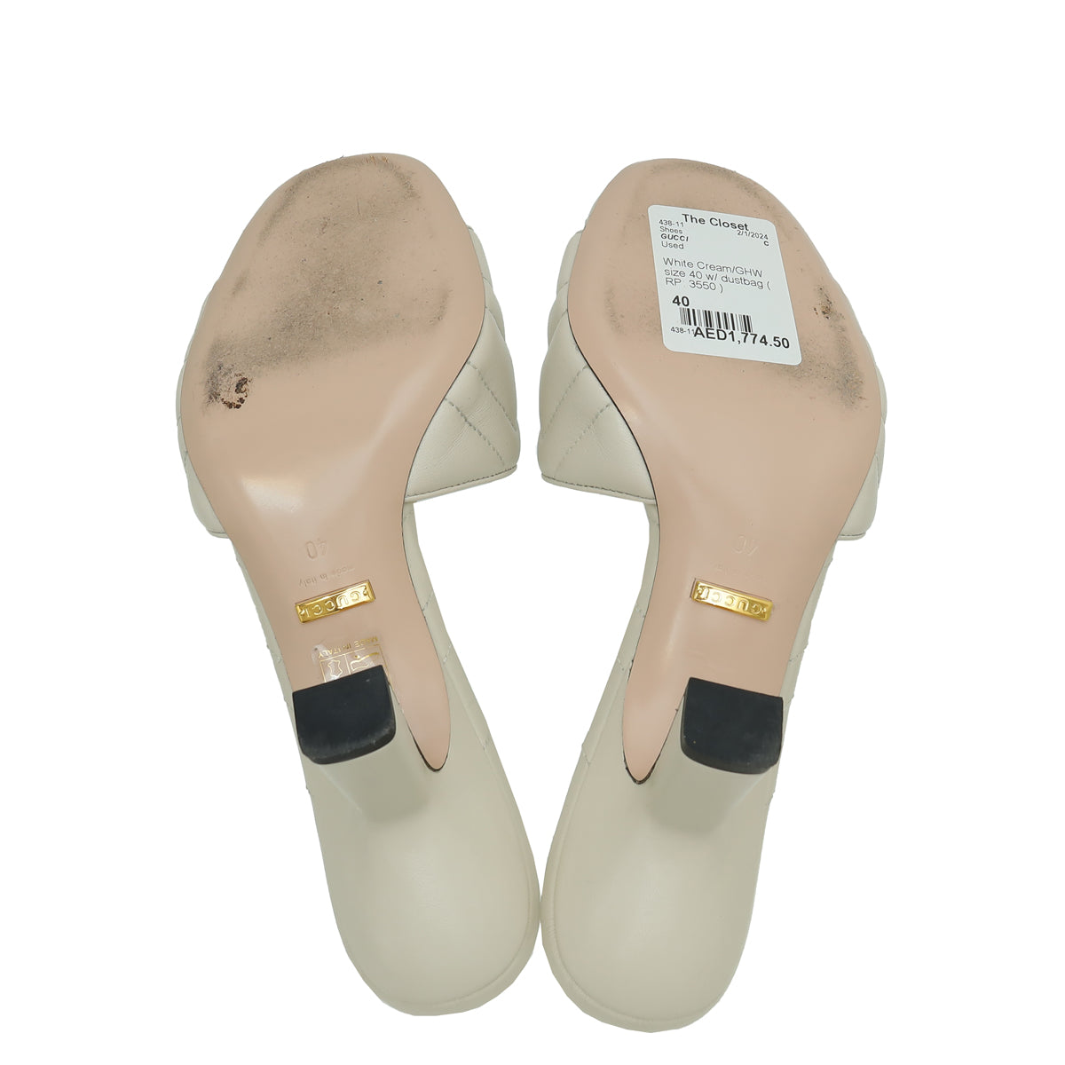 Gucci White Cream GG Marmont Slide Mules 40